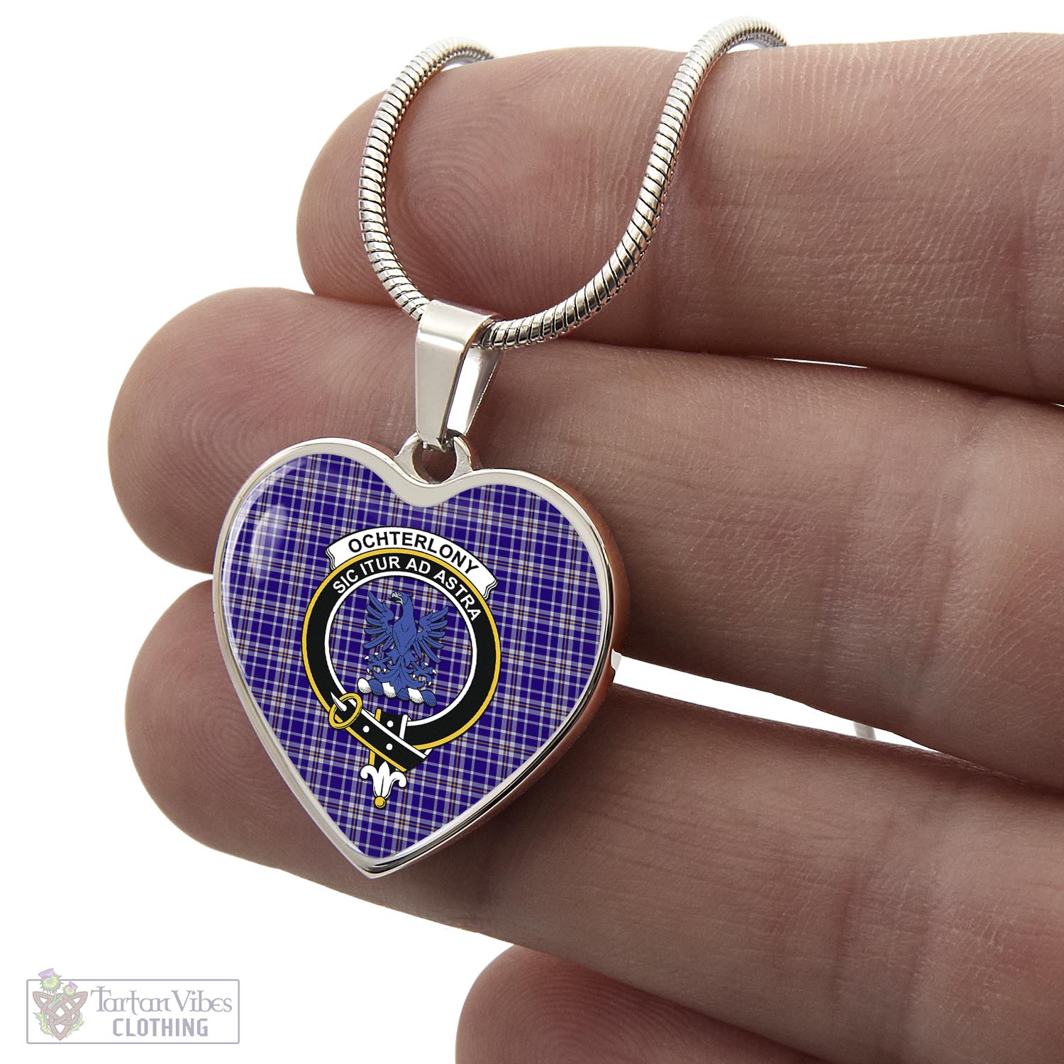 Ochterlony Tartan Heart Necklace with Family Crest - Tartan Vibes Clothing
