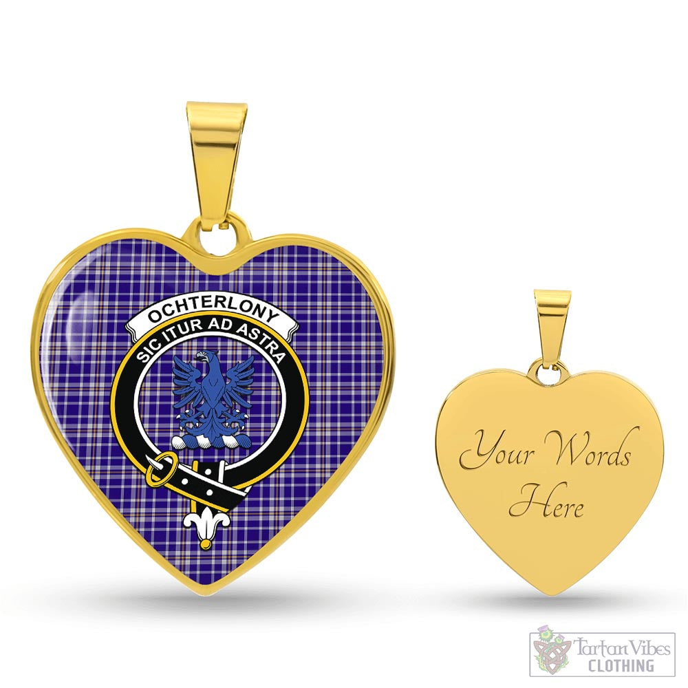 Ochterlony Tartan Heart Necklace with Family Crest Luxury Necklace (Gold) Yes - Tartan Vibes Clothing