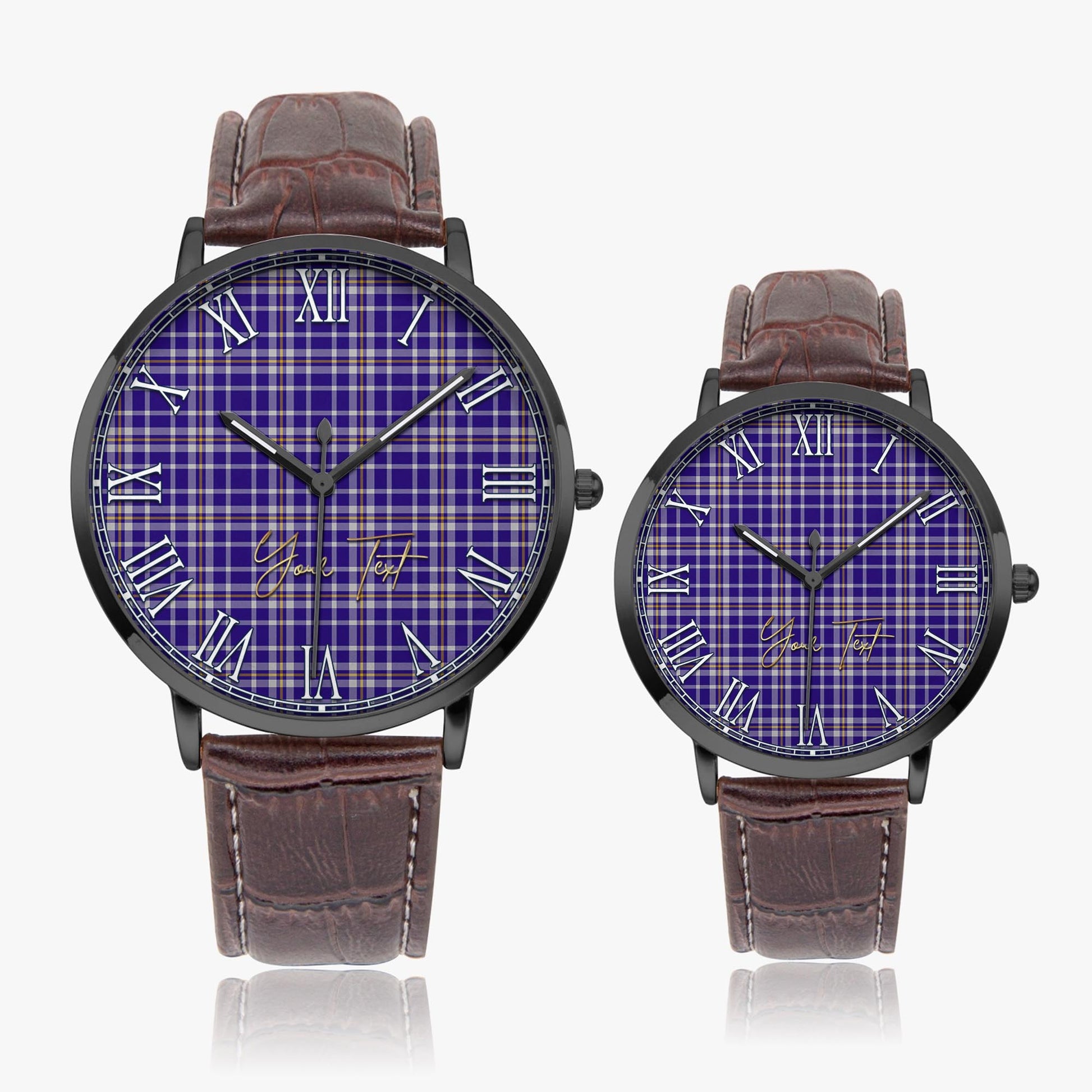 Ochterlony Tartan Personalized Your Text Leather Trap Quartz Watch - Tartan Vibes Clothing