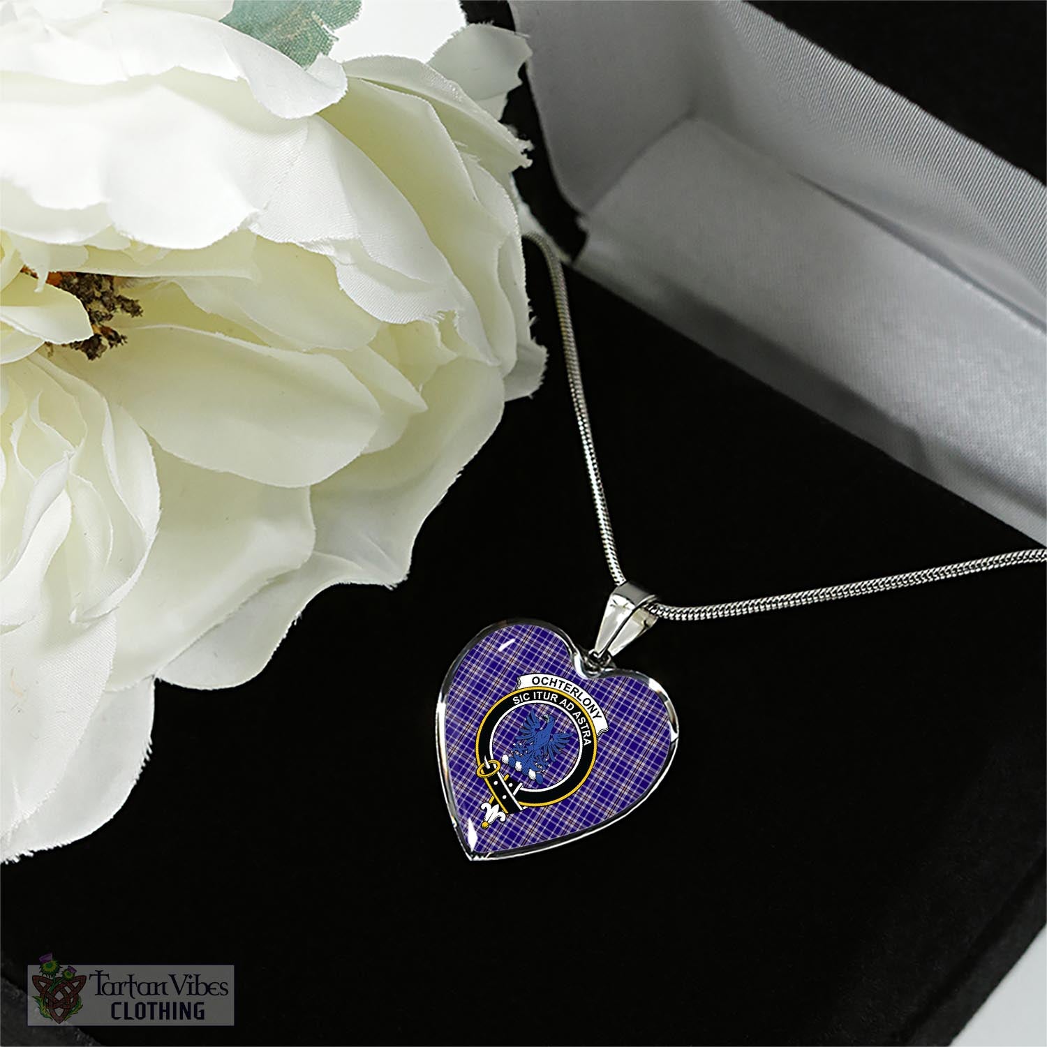 Ochterlony Tartan Heart Necklace with Family Crest - Tartan Vibes Clothing