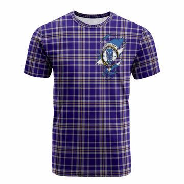 Ochterlony Clan Crest In Me Tartan Cotton T-shirt Scotland Flag Style