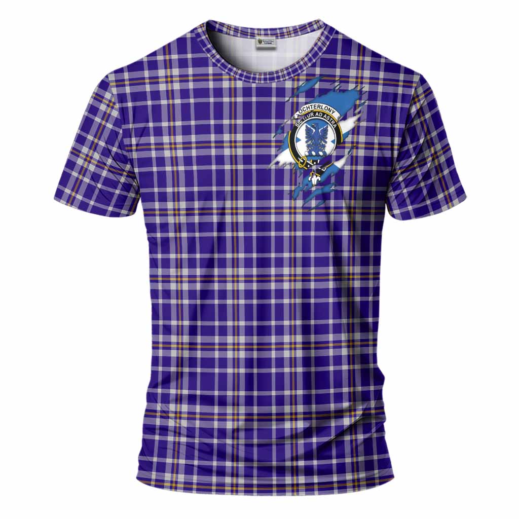 Ochterlony Clan Crest In Me Tartan T-Shirt Scotland Flag Style