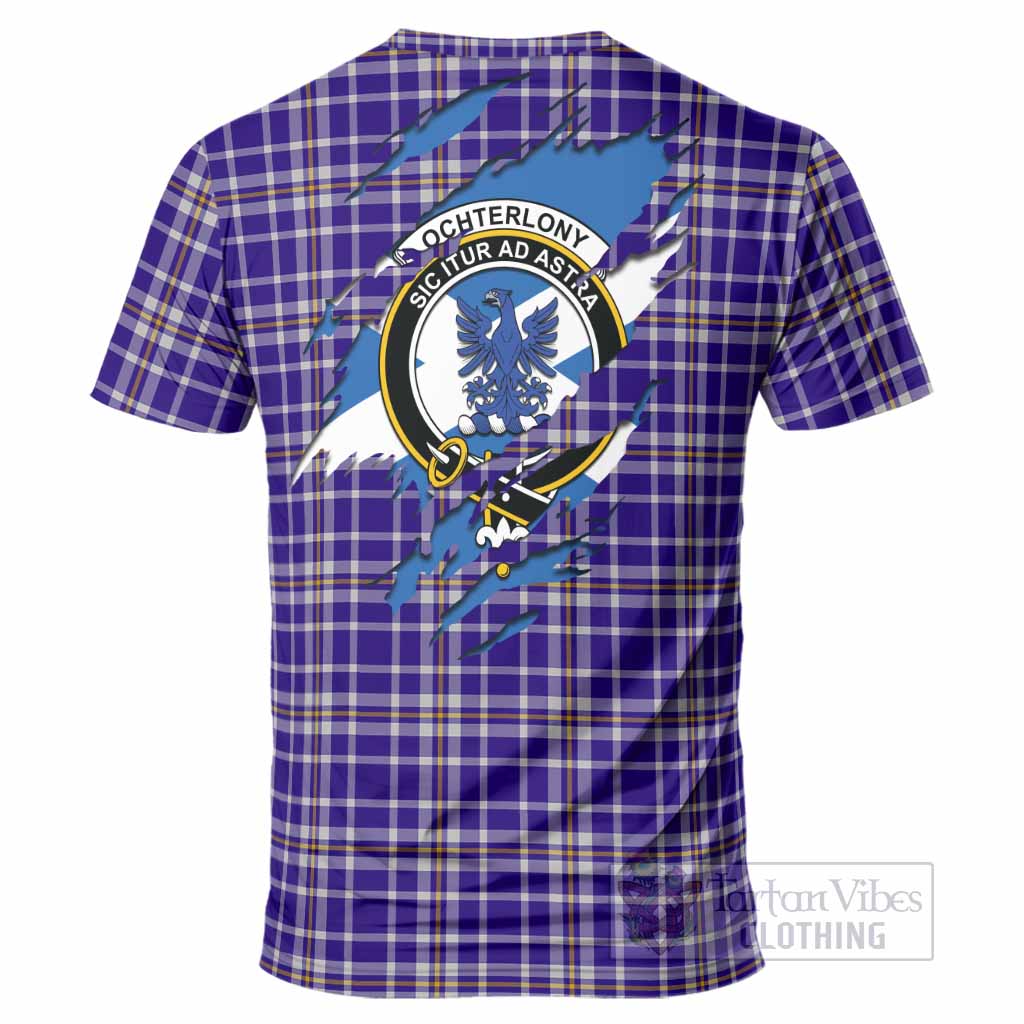 Ochterlony Clan Crest In Me Tartan T-Shirt Scotland Flag Style