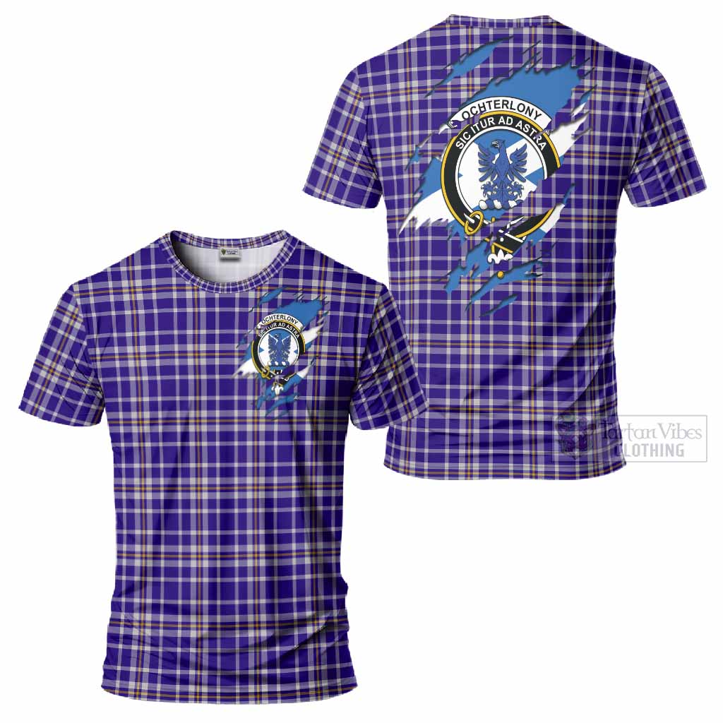 Ochterlony Clan Crest In Me Tartan T-Shirt Scotland Flag Style