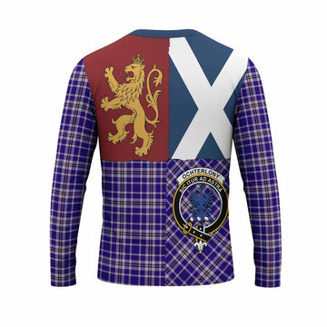 Ochterlony Crest Tartan Long Sleeve T-Shirt with Lion Rampant Saltire Style