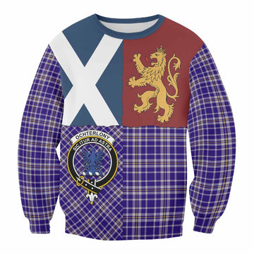 Ochterlony Crest Tartan Sweatshirt with Lion Rampant Saltire Style