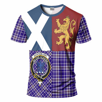 Ochterlony Crest Tartan T-Shirt with Lion Rampant Saltire Style