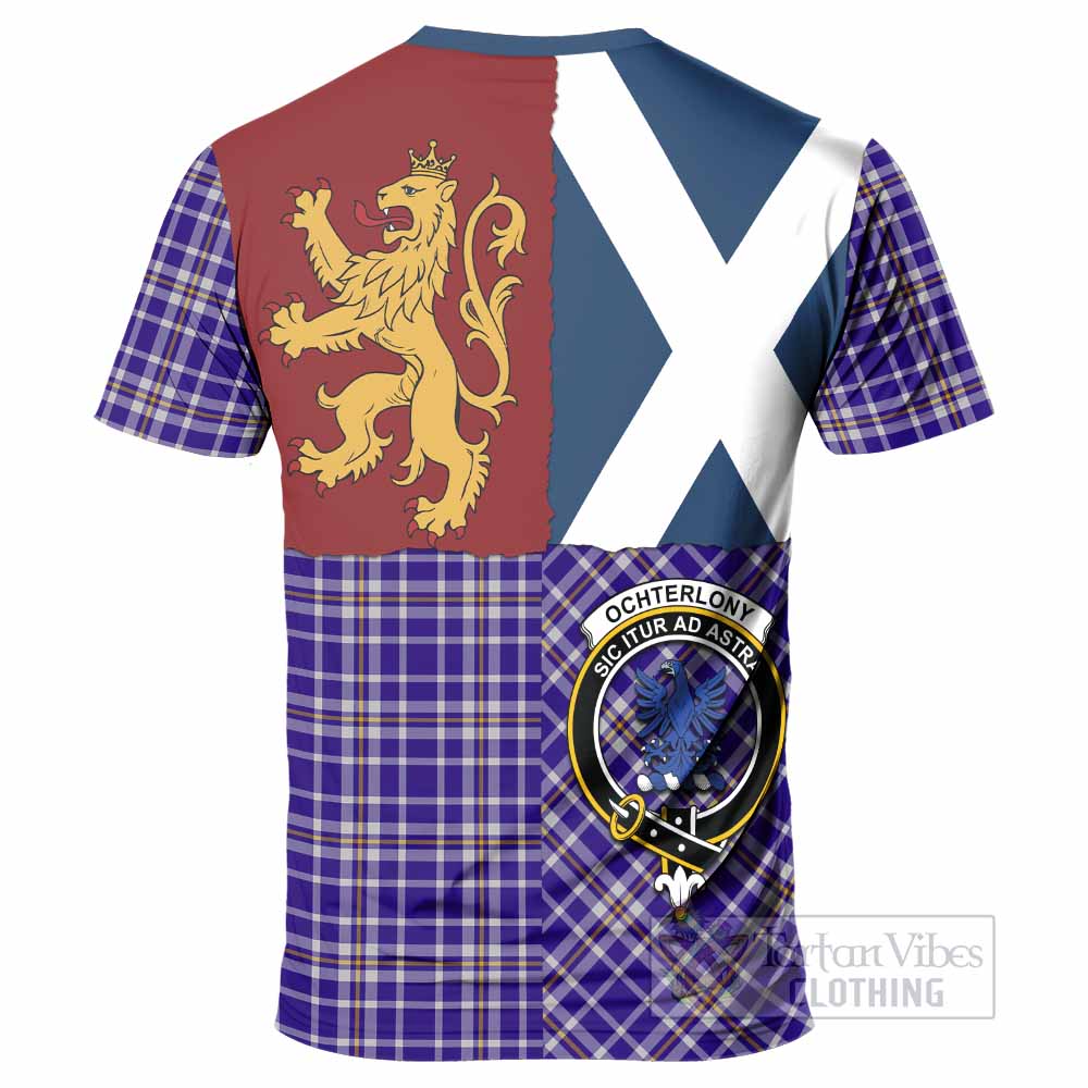 Ochterlony Crest Tartan T-Shirt with Lion Rampant Saltire Style