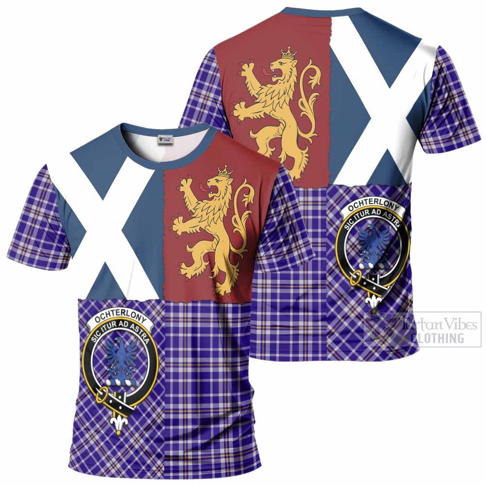 Ochterlony Crest Tartan T-Shirt with Lion Rampant Saltire Style