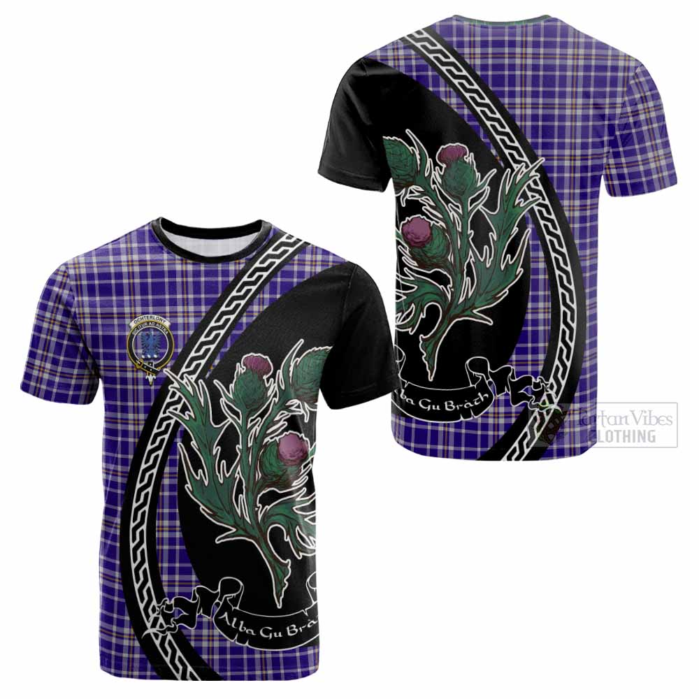 Ochterlony Family Crest Tartan Cotton T-shirt Alba Thistle Inspired - Tartan Vibes Clothing