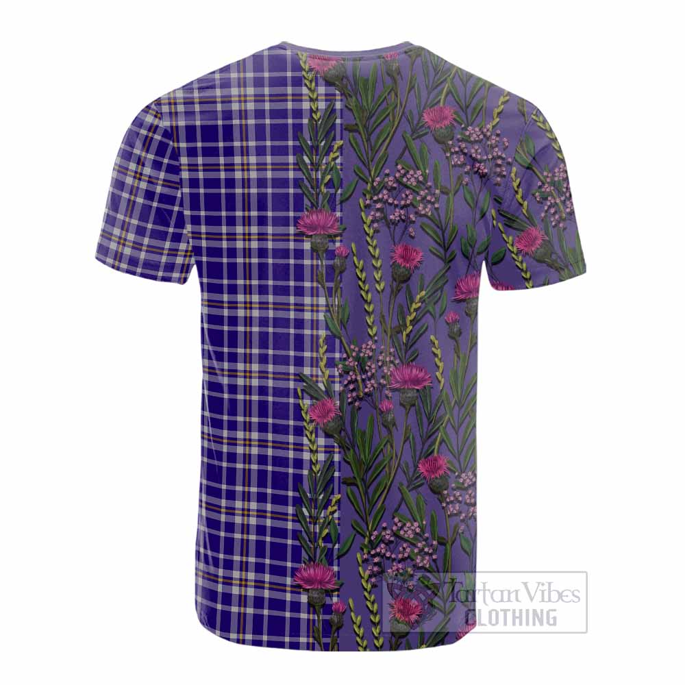 Ochterlony Family Crest Tartan Cotton T-shirt Scottish Thistle Flower Pattern Half Style - Tartan Vibes Clothing