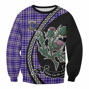 Ochterlony Family Crest Tartan Sweatshirt Alba Thistle Inspired - Tartan Vibes Clothing
