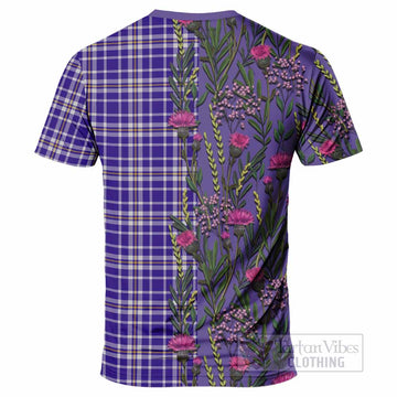 Ochterlony Family Crest Tartan T-Shirt Scottish Thistle Flower Pattern Half Style