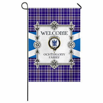 Ochterlony Family Crest Tartan Welcome Garden Flag Saltire Harmony Style