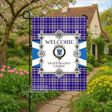 Ochterlony Family Crest Tartan Welcome Garden Flag Saltire Harmony Style