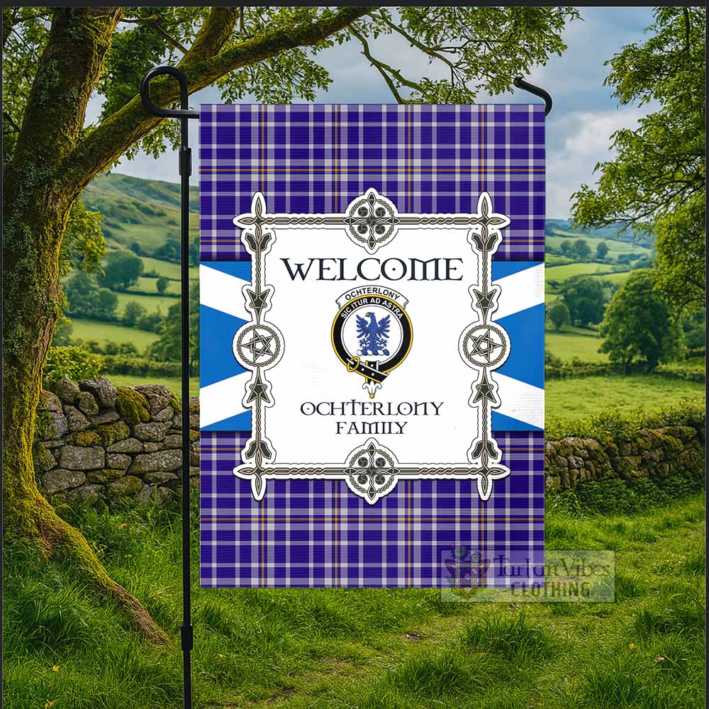 Ochterlony Family Crest Tartan Welcome Garden Flag Saltire Harmony Style - Tartan Vibes Clothing