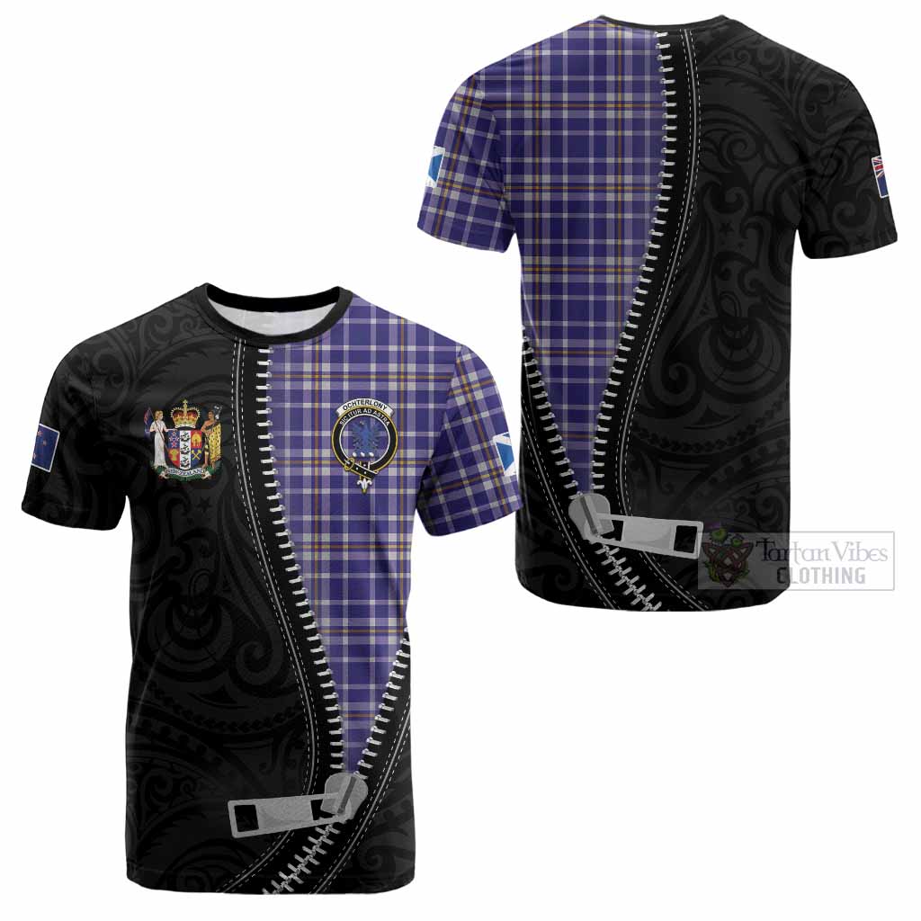 Ochterlony Tartan Cotton T-shirt New Zealand Pattern Unique Zipper Stylized