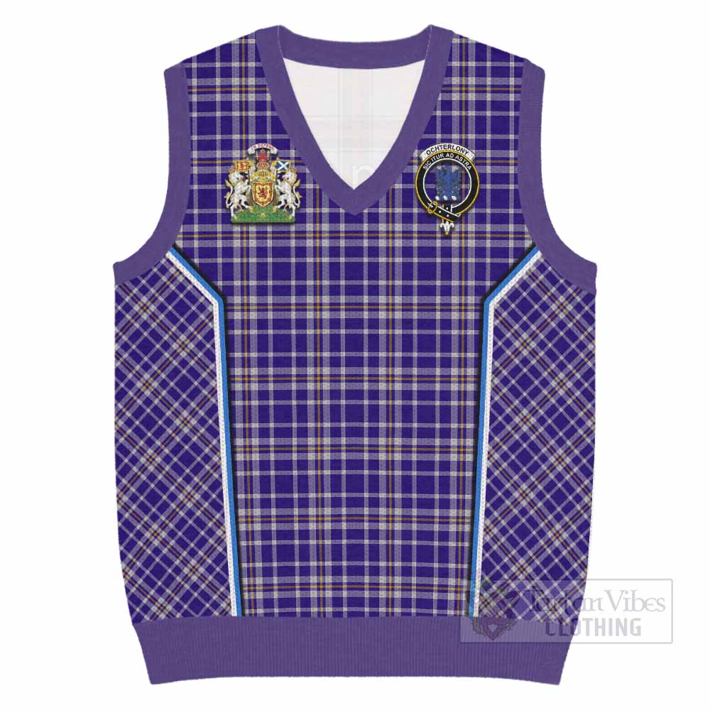 Ochterlony Tartan Crest Knitted V-Neck Vest Scotland Coat of Arm Flag Style - Tartan Vibes Clothing