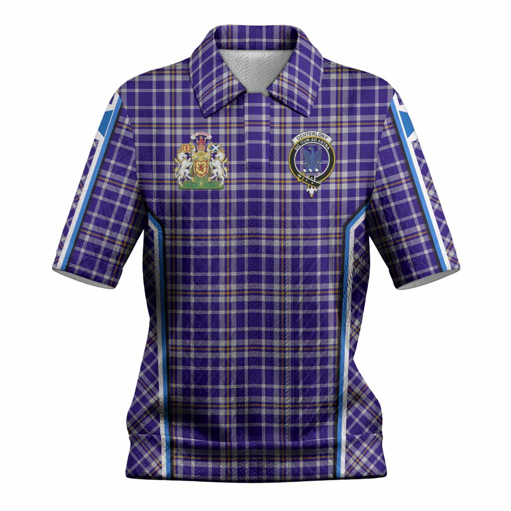 Ochterlony Tartan Crest Women’s Polo Sweater Top Scotland Coat of Arm Flag Style