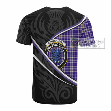 Ochterlony Tartan Family Crest Cotton T-shirt Celtic Scottish Thistle Floral