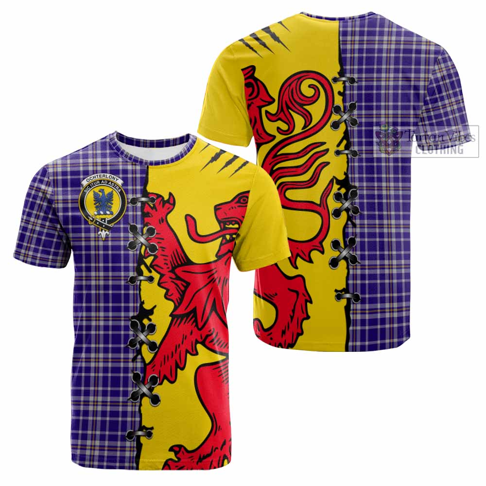 Ochterlony Tartan Family Crest Cotton T-shirt Lion Rampant Honor - Tartan Vibes Clothing