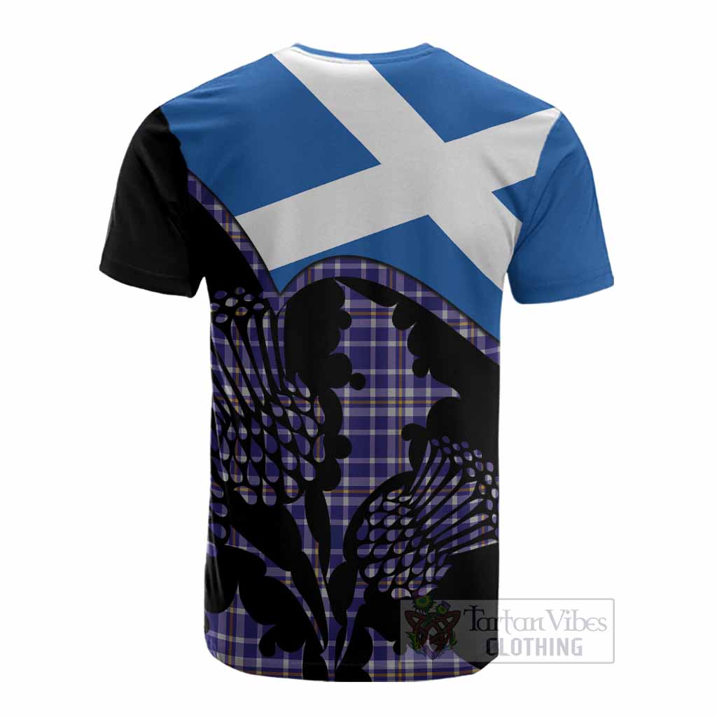 Ochterlony Tartan Family Crest Cotton T-shirt Scotland Thistle Floral Flag Style