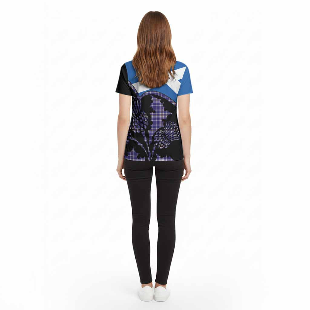 Ochterlony Tartan Family Crest Cotton T-shirt Scotland Thistle Floral Flag Style