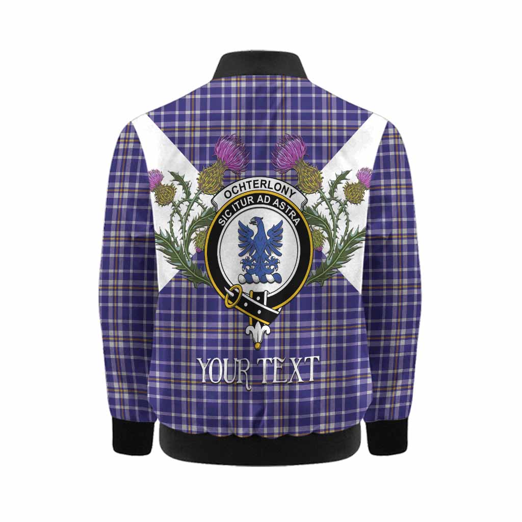 Ochterlony Tartan Family Crest Kid Bomber Jacket Scottish Burns Night Thistle Floral