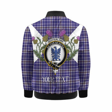 Ochterlony Tartan Family Crest Kid Bomber Jacket Scottish Burns Night Thistle Floral