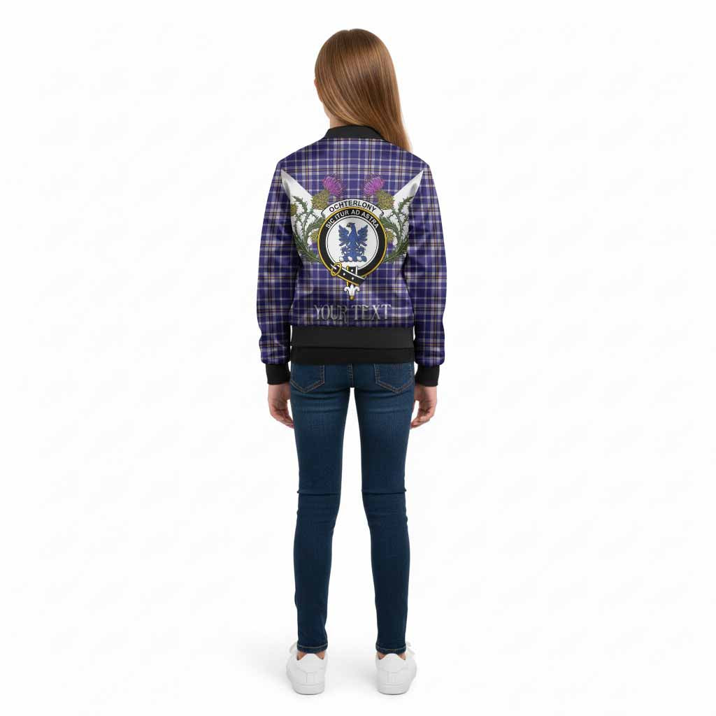 Ochterlony Tartan Family Crest Kid Bomber Jacket Scottish Burns Night Thistle Floral