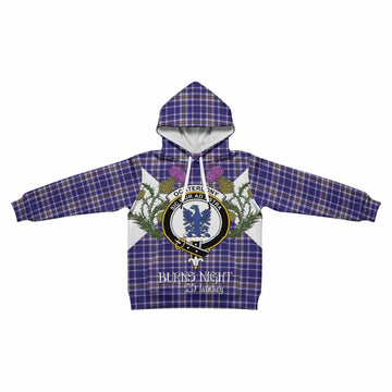 Ochterlony Tartan Family Crest Kid Hoodie Scottish Burns Night Thistle Floral