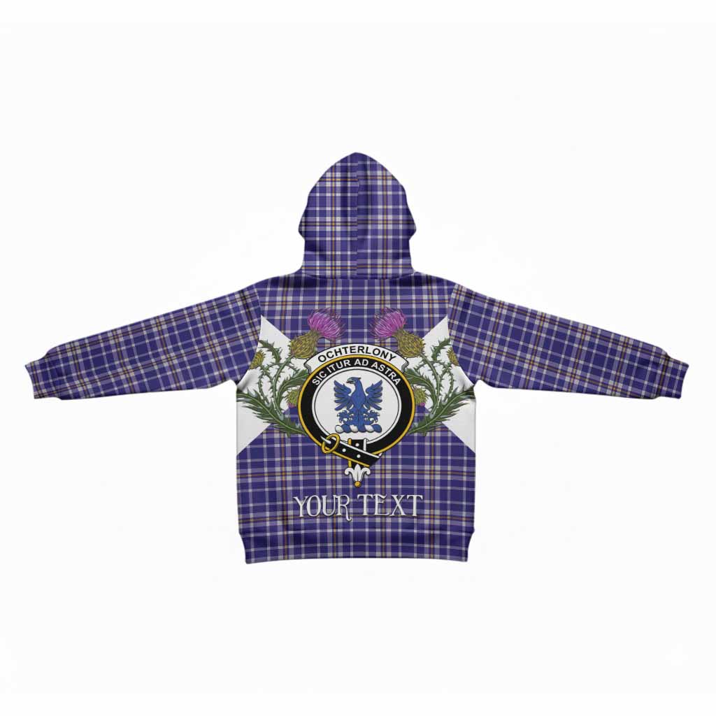 Ochterlony Tartan Family Crest Kid Hoodie Scottish Burns Night Thistle Floral