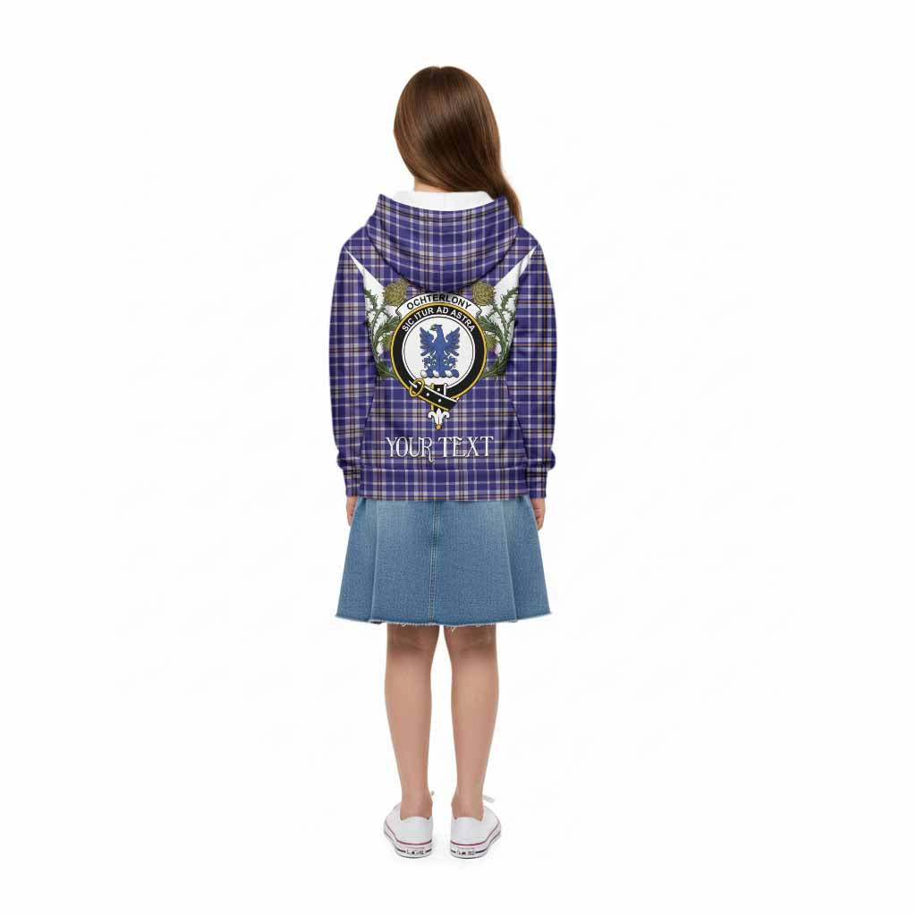 Ochterlony Tartan Family Crest Kid Hoodie Scottish Burns Night Thistle Floral
