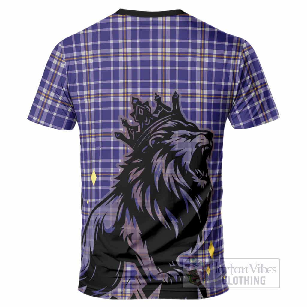 Ochterlony Tartan Family Crest T-Shirt Crowned Lion Roaring