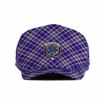 Ochterlony Tartan Flat Cap, Jeff Cap Cross Style with Family Crest