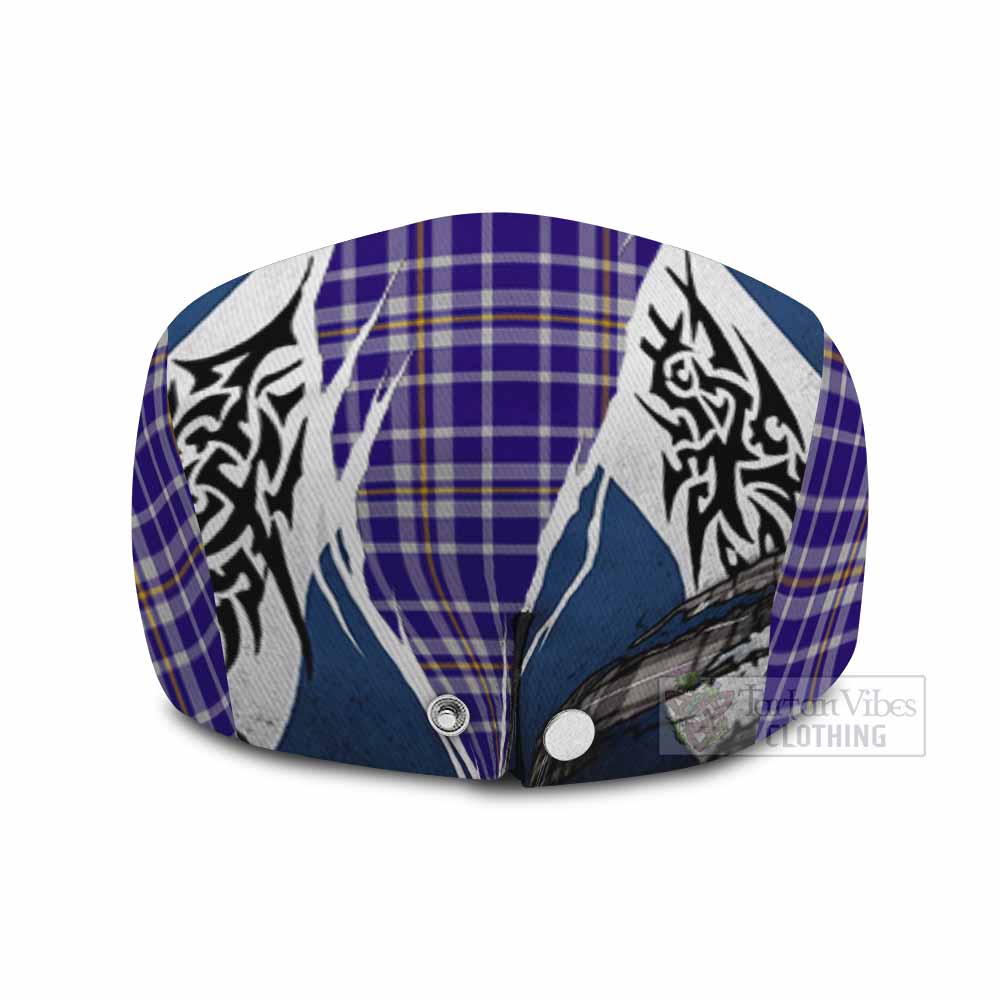 Ochterlony Tartan Flat Cap, Jeff Cap Scotland Flag Ripped Tribal Design
