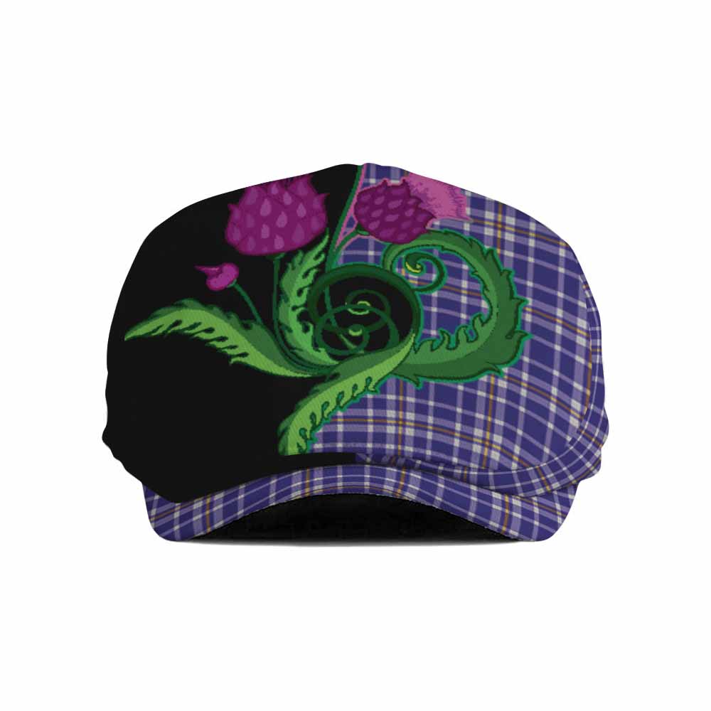 Ochterlony Tartan Flat Cap, Jeff Cap Traditional Scottish Thistle