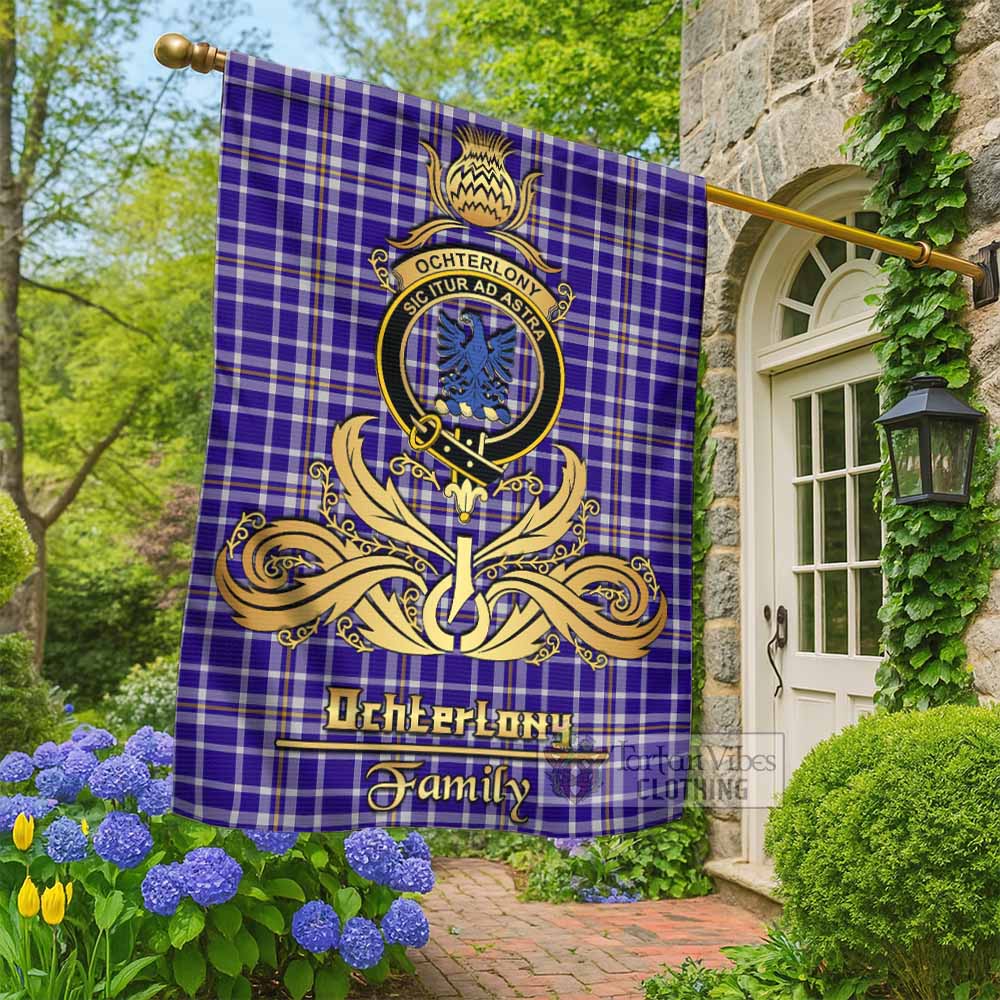 Ochterlony Tartan Garden Flag with Highland Thistle Cherish Family Crest Style - Tartan Vibes Clothing