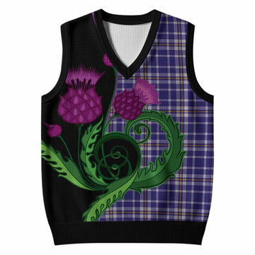 Ochterlony Tartan Knitted V-Neck Vest Traditional Scottish Thistle