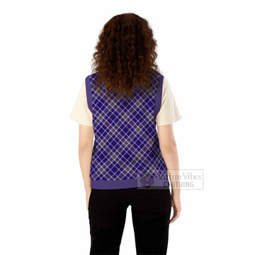 Ochterlony Tartan Knitted V-Neck Vest with Family Crest Cross Style