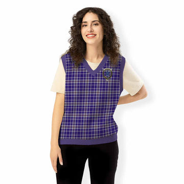 Ochterlony Tartan Knitted V-Neck Vest with Family Crest