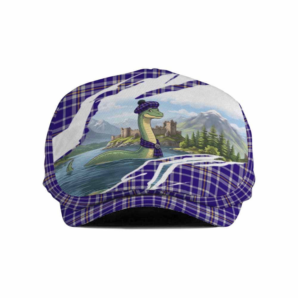Ochterlony Tartan Loch Ness Monster Scottish Heritage Art Flat Cap, Jeff Cap