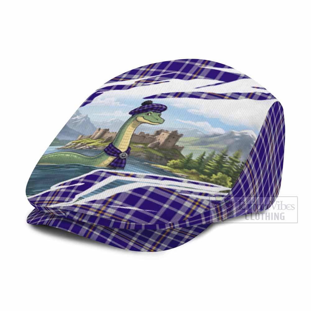 Ochterlony Tartan Loch Ness Monster Scottish Heritage Art Flat Cap, Jeff Cap