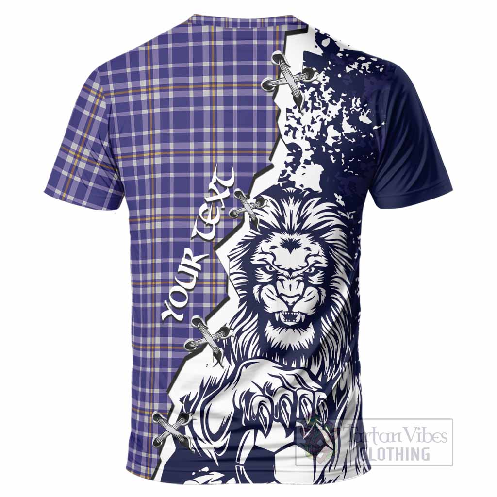 Ochterlony Tartan Scottish T-Shirt Angry Lion With Soccer Ball Style