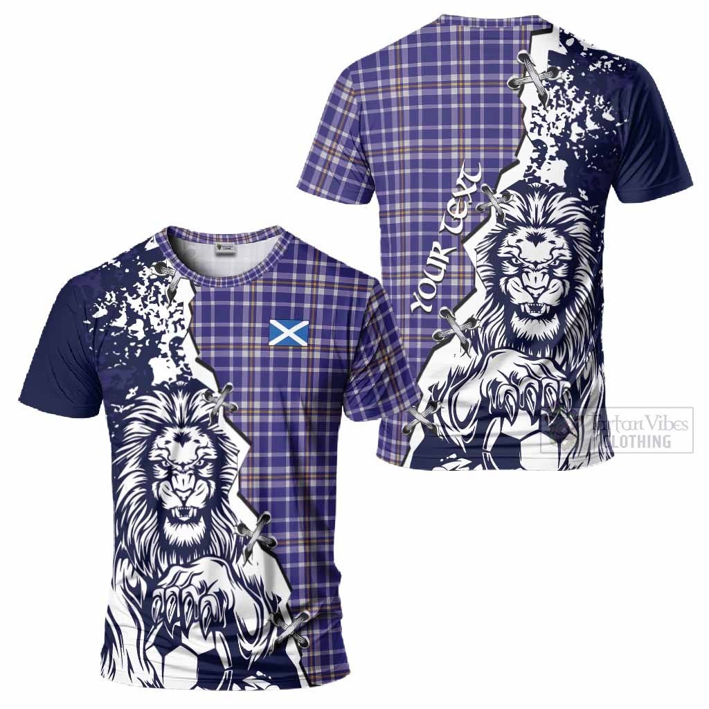 Ochterlony Tartan Scottish T-Shirt Angry Lion With Soccer Ball Style