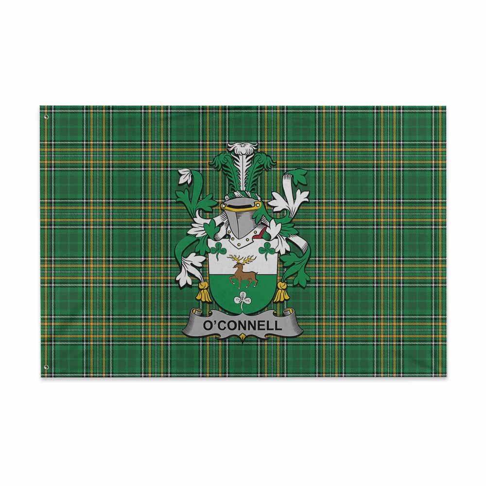 Tartan Vibes Clothing O'Connell Irish Clan Tartan House Flag with Coat of Arms