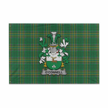 Tartan Vibes Clothing O'Connell Irish Clan Tartan House Flag with Coat of Arms