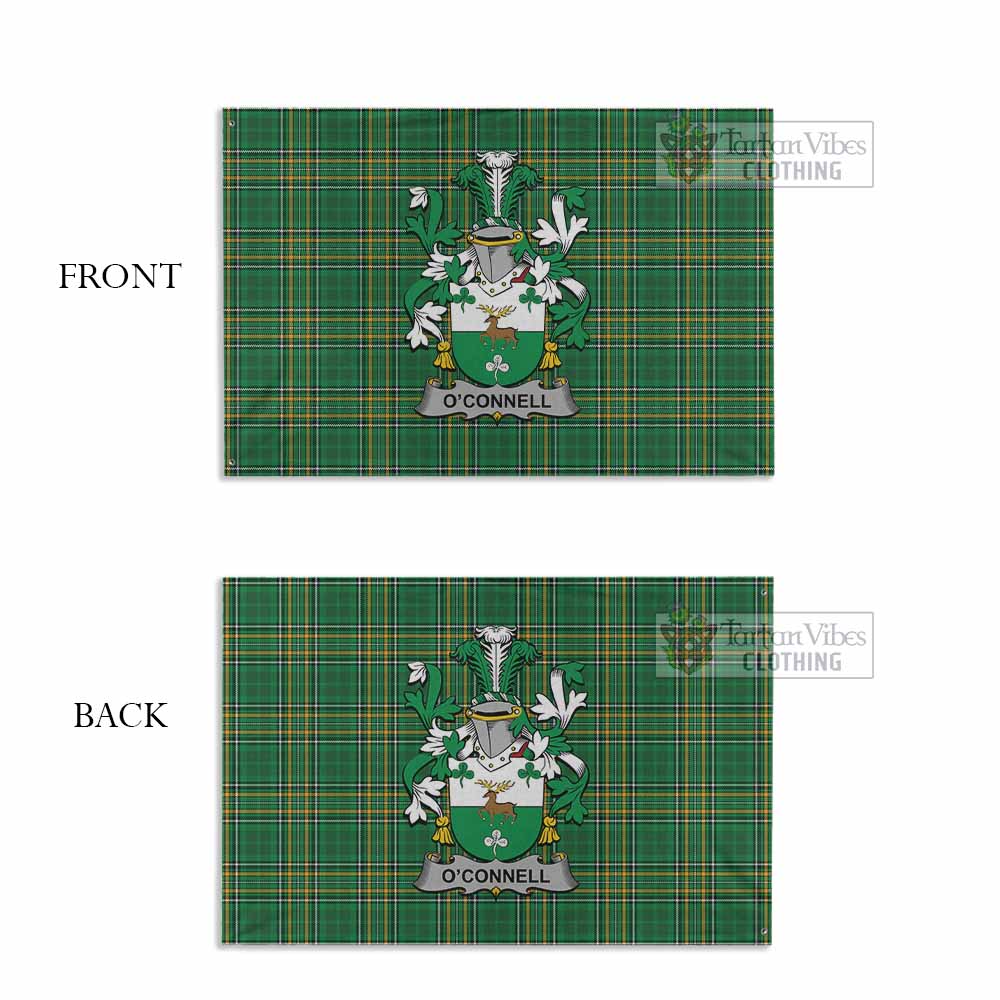 Tartan Vibes Clothing O'Connell Irish Clan Tartan House Flag with Coat of Arms
