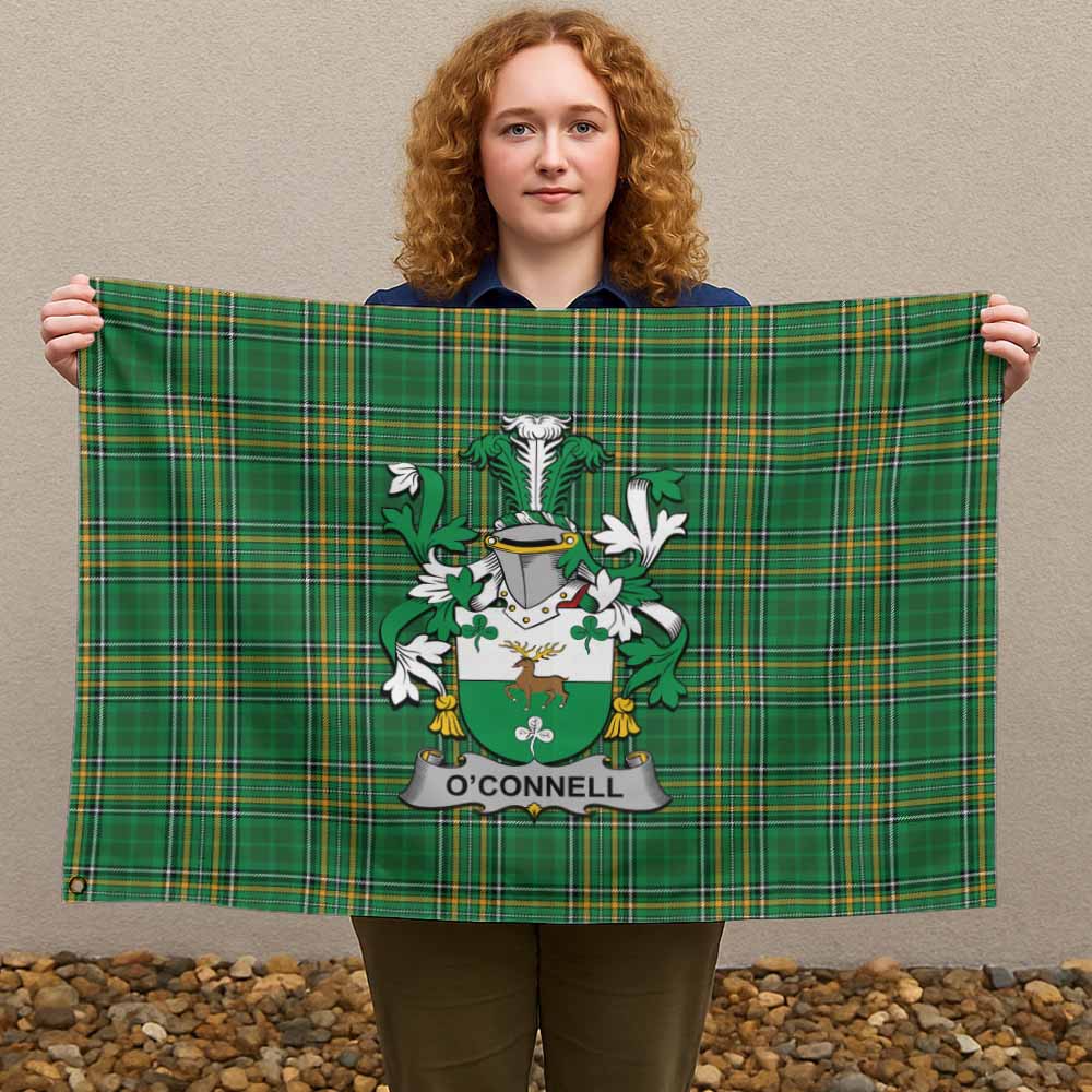 Tartan Vibes Clothing O'Connell Irish Clan Tartan House Flag with Coat of Arms