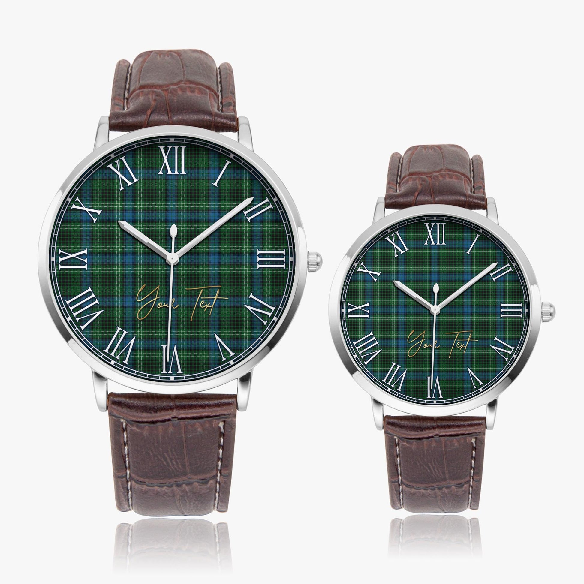 O'Connor Tartan Personalized Your Text Leather Trap Quartz Watch - Tartan Vibes Clothing